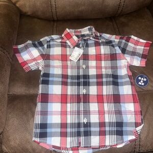 The Children's Place Red, Blue, and White Plaid Button Down Shirt